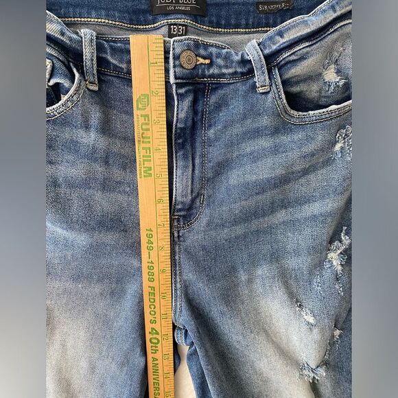 Judy blue Jeans Straight fit size 13 31 blue distressed Style JB82436MD - Picture 8 of 15